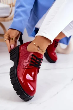 Boto Półbuty Lakierowane*Modne Lakierowane Półbuty La.Fi 210013R-LA Czerwone