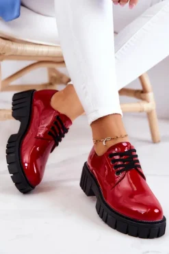 Boto Półbuty Lakierowane*Modne Lakierowane Półbuty La.Fi 210013R-LA Czerwone