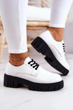 New Boto Modne Lakierowane Półbuty La.Fi 210013W-LA Białe