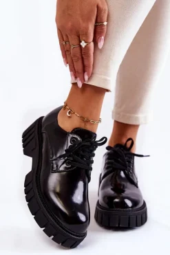 Damskie Boto Modne Lakierowane Półbuty La.Fi 210013B-NL Czarne