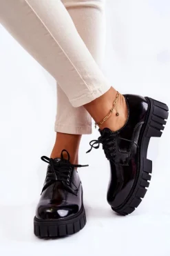 Damskie Boto Modne Lakierowane Półbuty La.Fi 210013B-NL Czarne