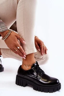 Damskie Boto Modne Lakierowane Półbuty La.Fi 210013B-NL Czarne