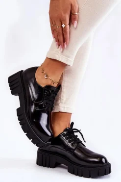 Damskie Boto Modne Lakierowane Półbuty La.Fi 210013B-NL Czarne