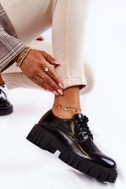 Damskie Boto Modne Lakierowane Półbuty La.Fi 210013B-NL Czarne