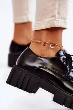 Damskie Boto Modne Lakierowane Półbuty La.Fi 210013B-NL Czarne