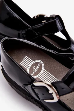 New Zazoo Modne Lakierowane Półbuty Na Masywnej Platformie Czarne Colson