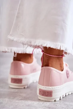 Sale Big Star Shoes Modne Lakierowane Trampki Big Star KK274047 Różowe