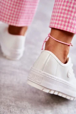 Big Star Shoes Trampki Damskie Big Star|Trampki Damskie Niskie*Modne Lakierowane Trampki Big Star KK274045 Białe Biały