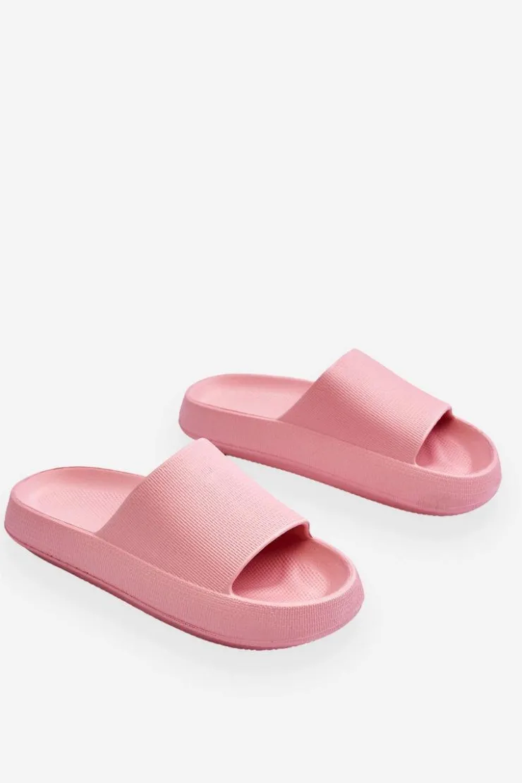 Damskie Boto Modne Lekkie Klapki Na Masywnej Podeszwie Różowe Rebel