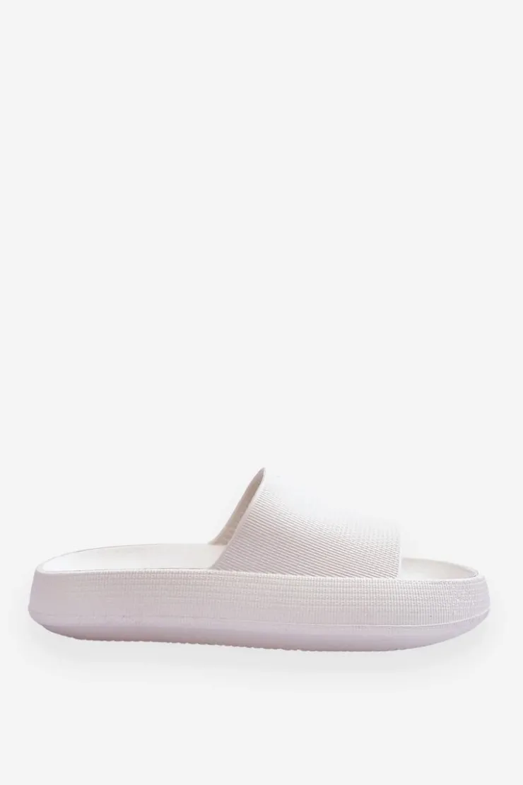 Boto Klapki Basenowe*Modne Lekkie Klapki Na Masywnej Podeszwie Białe Rebel