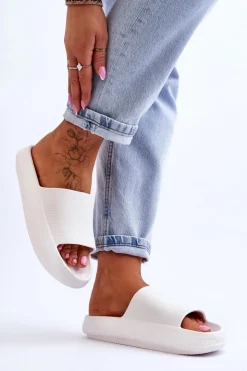 Boto Klapki Basenowe*Modne Lekkie Klapki Na Masywnej Podeszwie Białe Rebel