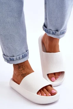 Boto Klapki Basenowe*Modne Lekkie Klapki Na Masywnej Podeszwie Białe Rebel