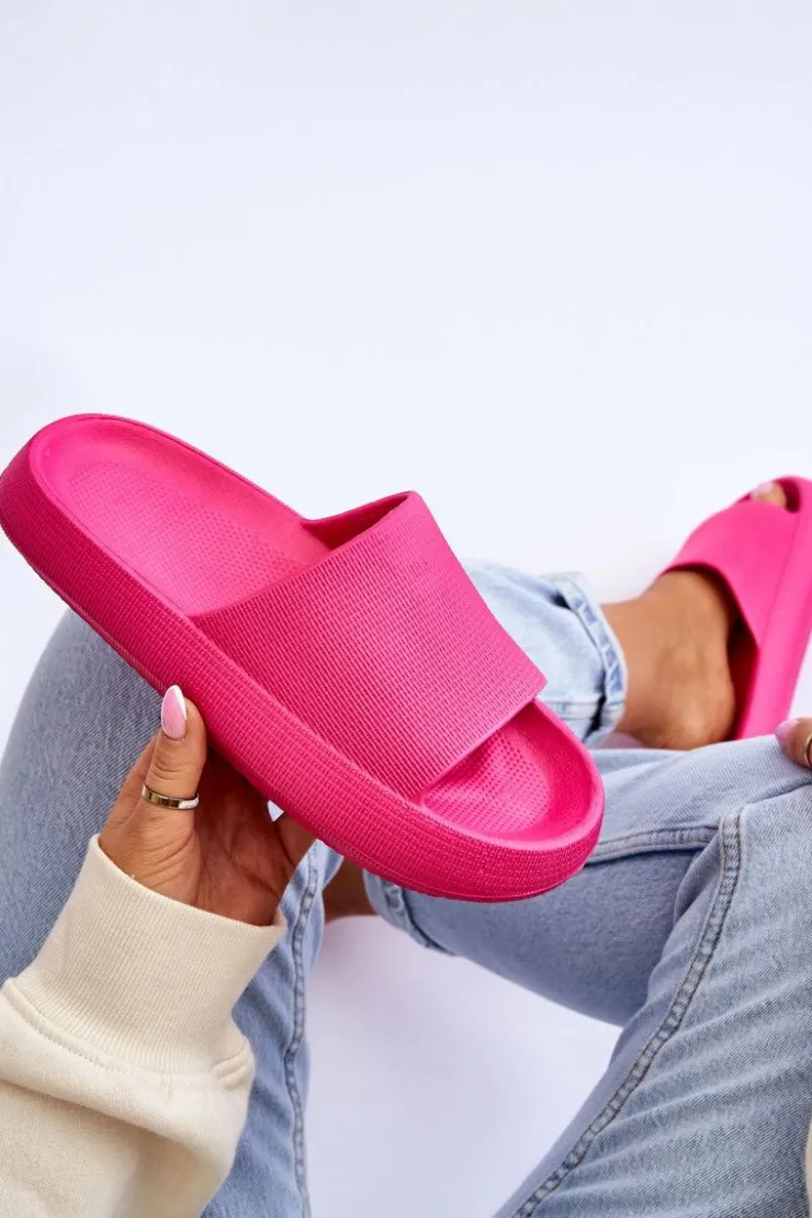 Damskie Boto Modne Lekkie Klapki Na Masywnej Podeszwie Fuksja Rebel