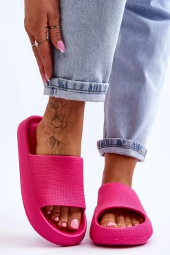 Damskie Boto Modne Lekkie Klapki Na Masywnej Podeszwie Fuksja Rebel