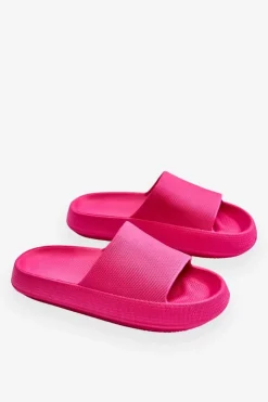 Damskie Boto Modne Lekkie Klapki Na Masywnej Podeszwie Fuksja Rebel