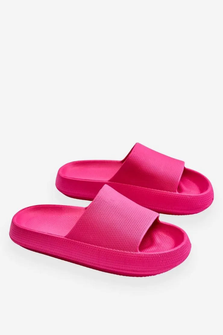 Damskie Boto Modne Lekkie Klapki Na Masywnej Podeszwie Fuksja Rebel