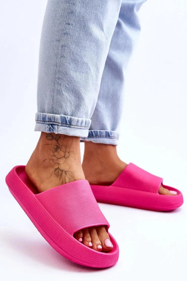 Damskie Boto Modne Lekkie Klapki Na Masywnej Podeszwie Fuksja Rebel