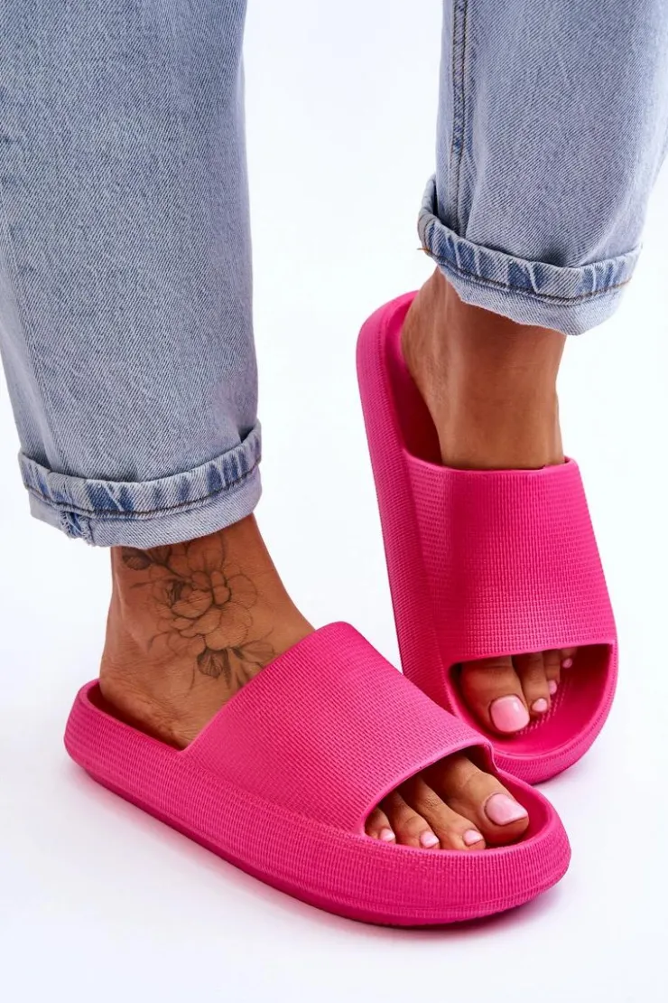 Damskie Boto Modne Lekkie Klapki Na Masywnej Podeszwie Fuksja Rebel