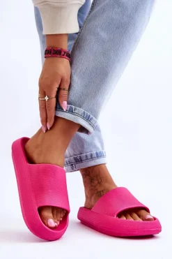 Damskie Boto Modne Lekkie Klapki Na Masywnej Podeszwie Fuksja Rebel