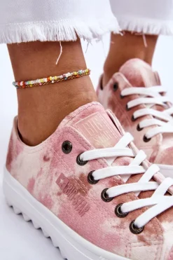 Best Big Star Shoes Modne Niskie Trampki Big Star LL274044 Różowo-Beżowe