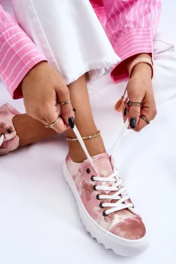 Best Big Star Shoes Modne Niskie Trampki Big Star LL274044 Różowo-Beżowe