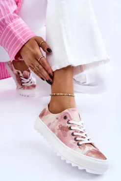 Best Big Star Shoes Modne Niskie Trampki Big Star LL274044 Różowo-Beżowe
