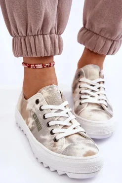 Big Star Shoes Trampki Damskie Big Star|Trampki Damskie Niskie*Modne Niskie Trampki Big Star LL274043 Biało-Szare