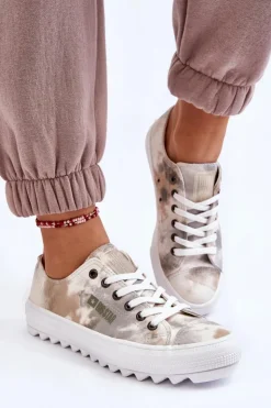 Big Star Shoes Trampki Damskie Big Star|Trampki Damskie Niskie*Modne Niskie Trampki Big Star LL274043 Biało-Szare