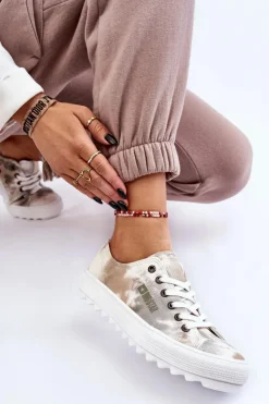 Big Star Shoes Trampki Damskie Big Star|Trampki Damskie Niskie*Modne Niskie Trampki Big Star LL274043 Biało-Szare