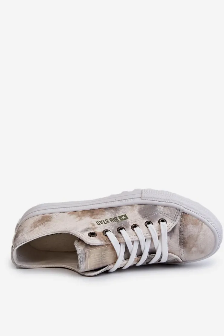 Big Star Shoes Trampki Damskie Big Star|Trampki Damskie Niskie*Modne Niskie Trampki Big Star LL274043 Biało-Szare
