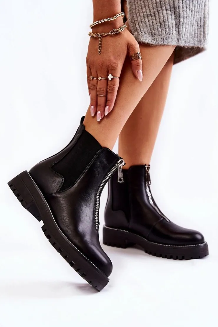 Sale Boto Modne Ocieplane Botki Sztyblety Czarne Madeleine