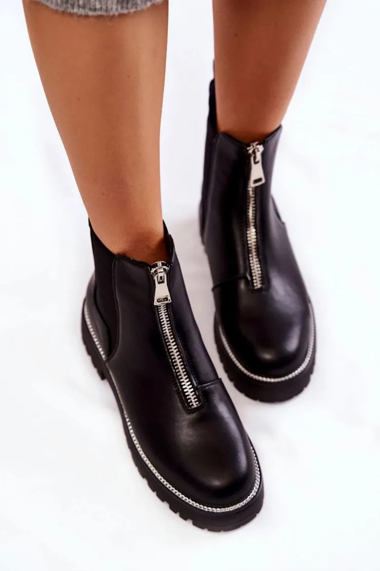 Sale Boto Modne Ocieplane Botki Sztyblety Czarne Madeleine