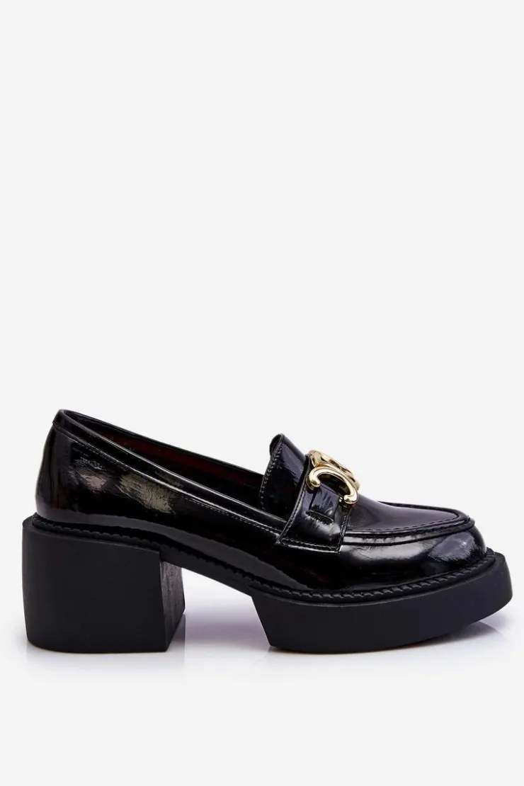 Damskie Damskie buty S.Barski Modne Półbuty Czółenka Na Masywnym Obcasie Czarne Imani