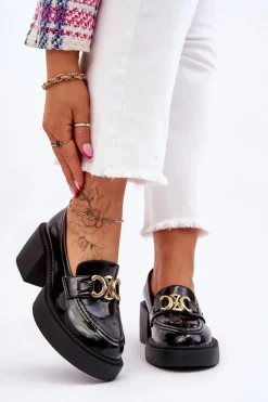 Damskie Damskie buty S.Barski Modne Półbuty Czółenka Na Masywnym Obcasie Czarne Imani