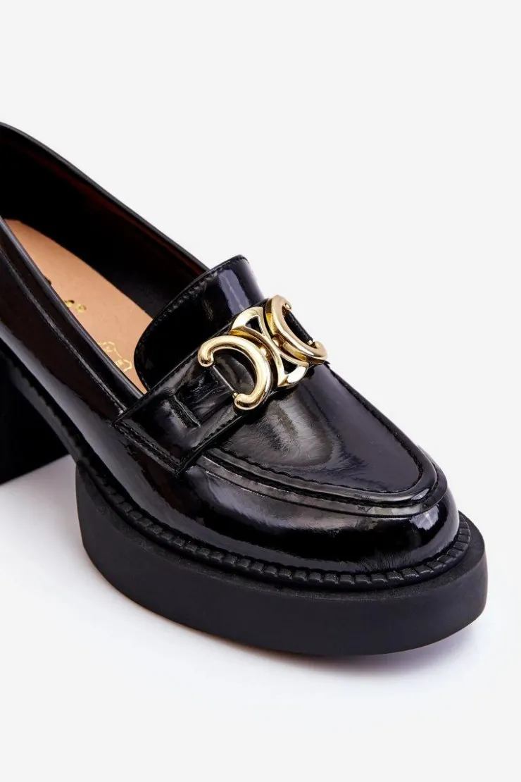 Damskie Damskie buty S.Barski Modne Półbuty Czółenka Na Masywnym Obcasie Czarne Imani