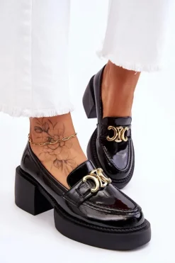 Damskie Damskie buty S.Barski Modne Półbuty Czółenka Na Masywnym Obcasie Czarne Imani