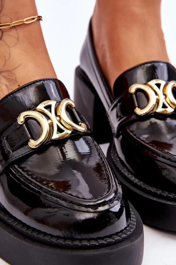 Damskie Damskie buty S.Barski Modne Półbuty Czółenka Na Masywnym Obcasie Czarne Imani