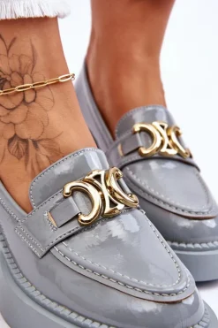 Outlet Damskie buty S.Barski Modne Półbuty Czółenka Na Masywnym Obcasie Jasnoniebieskie Imani