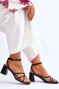 Boto Sandały Na Obcasie*Modne Sandałki Na Obcasie Czarne Felisa