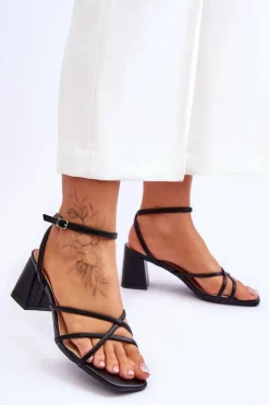 Boto Sandały Na Obcasie*Modne Sandałki Na Obcasie Czarne Felisa