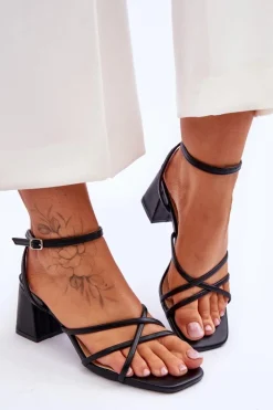 Boto Sandały Na Obcasie*Modne Sandałki Na Obcasie Czarne Felisa