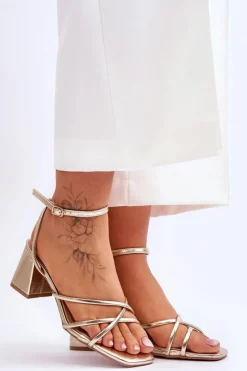 Boto Sandały Na Obcasie*Modne Sandałki Na Obcasie Złote Felisa