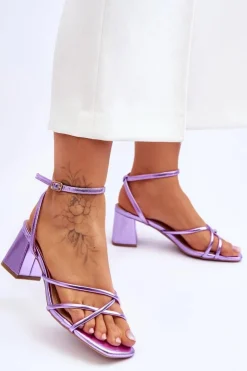 Boto Sandały Na Obcasie*Modne Sandałki Na Obcasie Fioletowe Felisa