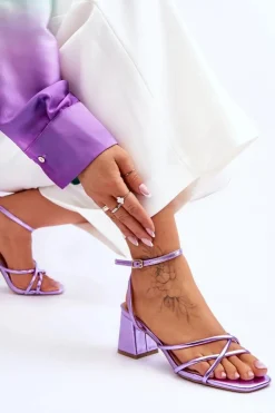 Boto Sandały Na Obcasie*Modne Sandałki Na Obcasie Fioletowe Felisa