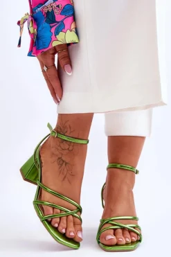 Boto Sandały Na Obcasie*Modne Sandałki Na Obcasie Zielone Felisa