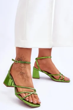 Boto Sandały Na Obcasie*Modne Sandałki Na Obcasie Zielone Felisa