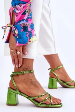 Boto Sandały Na Obcasie*Modne Sandałki Na Obcasie Zielone Felisa