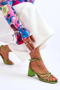 Boto Sandały Na Obcasie*Modne Sandałki Na Obcasie Zielone Felisa