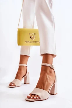 Boto Sandały Na Obcasie*Modne Sandałki Na Słupku Beżowe Salis