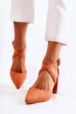 Best Boto Modne Sandałki Na Słupku Pomarańczowe Sinari